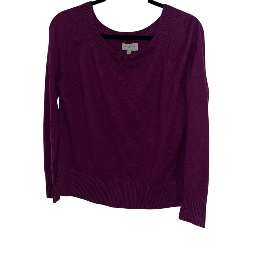 Lou & Grey Eggplant Purple Knit Pullover Sweater wool blend XS super soft cozy